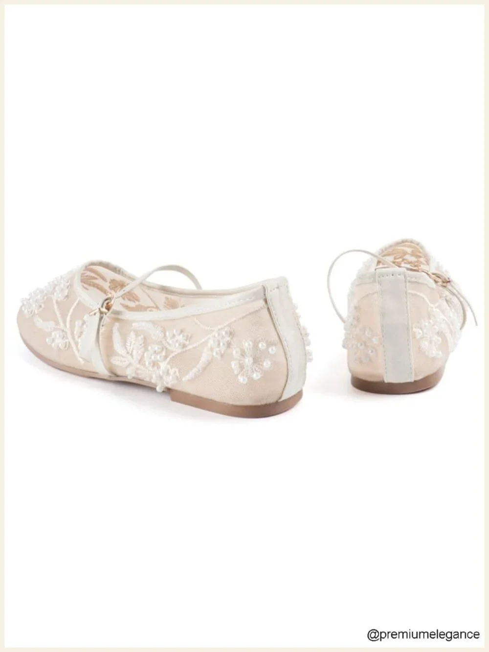 Floral Mesh Ballet Flats with Strap Women Slip On Round Toe Dress Shoes